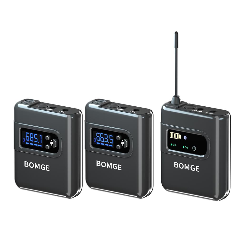 BOMGE 40-канальная беспроводная петличная микрофонная система UHF со смартфоном, цифровой зеркальной фотокамерой и видеокамерой, мобильными устройствами YouTube Facebook Live